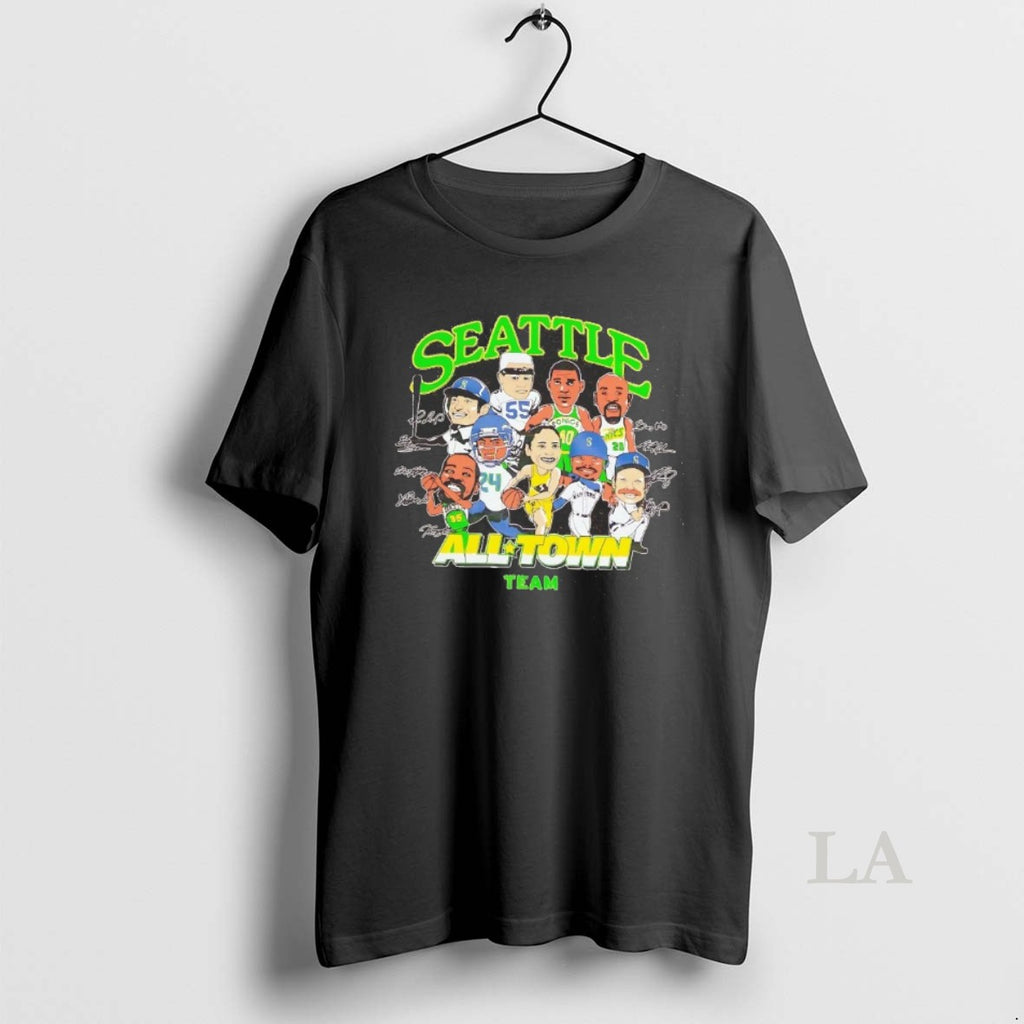 Original Seattle All Town Team Sports Players Caricature