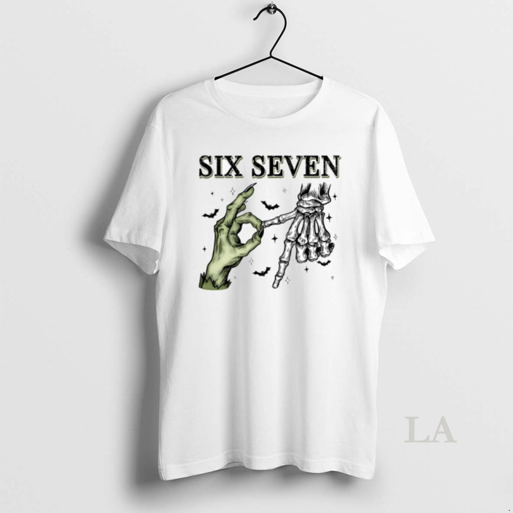 Original Six Seven 6 7 Skeleton Hands Halloween White Men Allbluetees Men