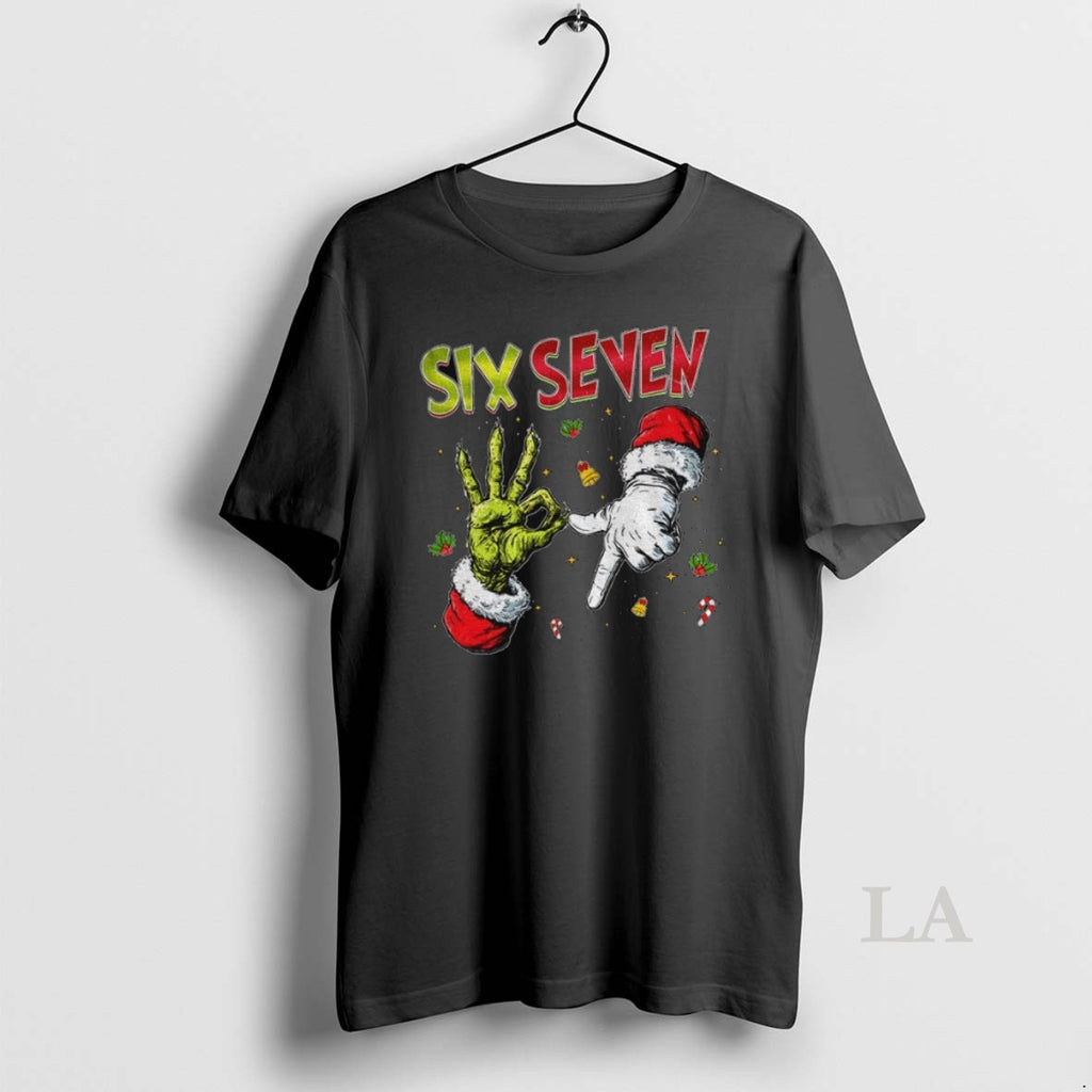 Original Six Seven 6 7 Floral Santa Hat Viral Joke Christmas
