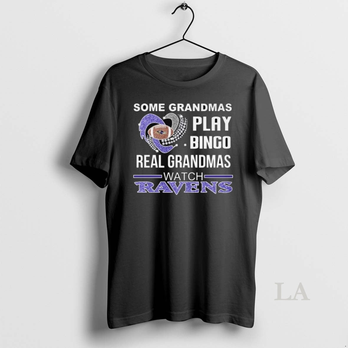 Original Some Grandmas Play Bingo Real Grandmas Watch Baltimore Ravens Diamond Heart Long Sleve