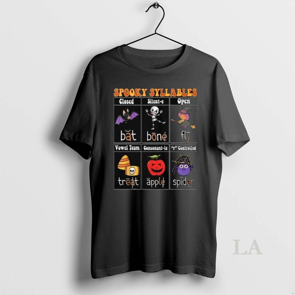Original Spooky Syllables Teacher Funny Halloween Long Sleve