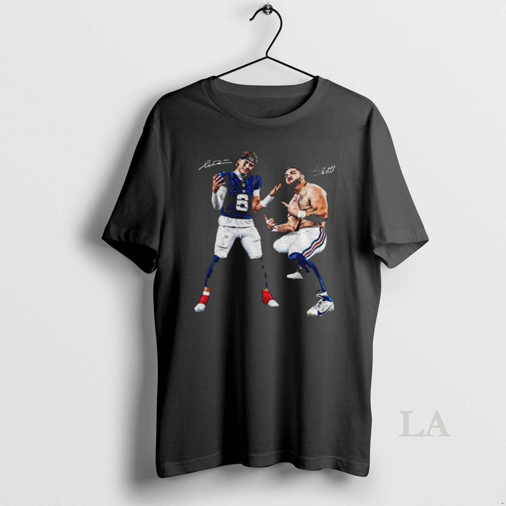 Original Stream Giants Jaxson Dart Cam Skattebo Celebration Pose Ny Giants Signature