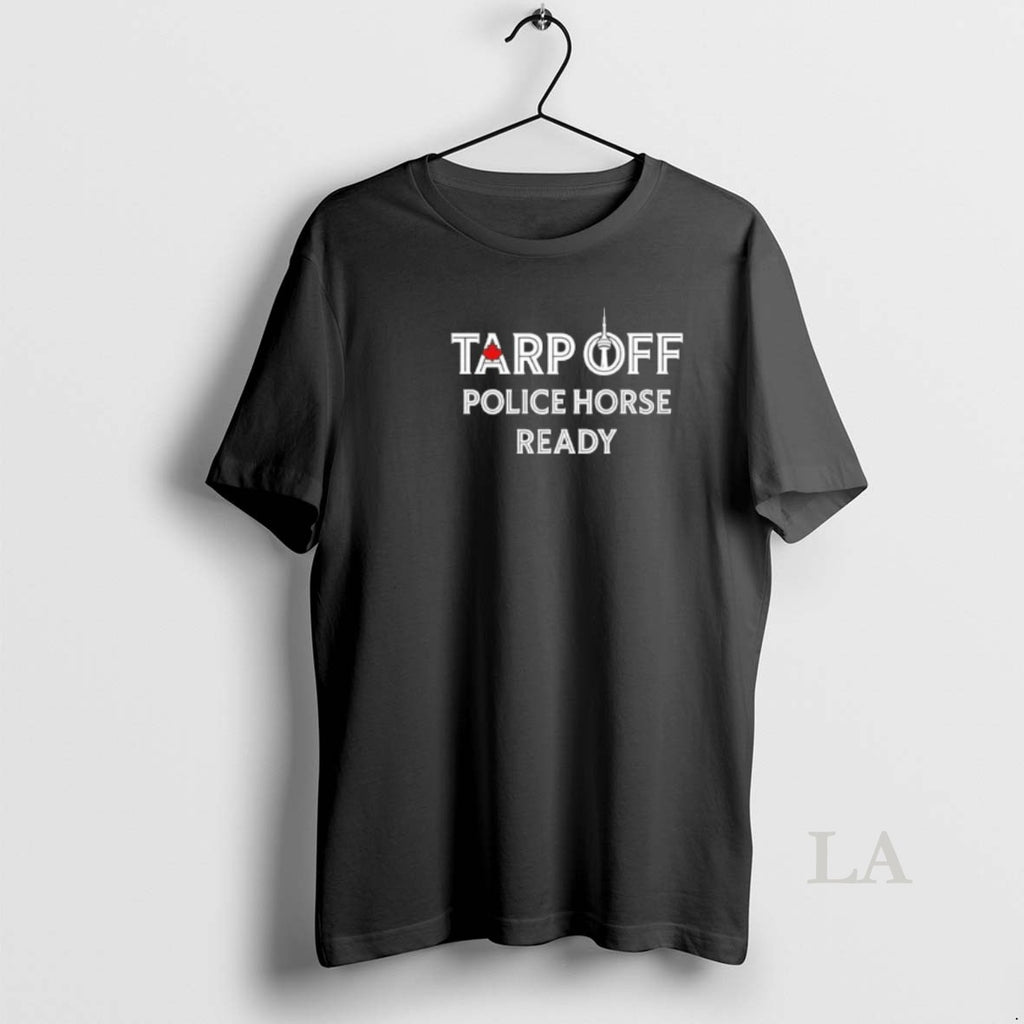 Original Tarp Off Police Horse Ready