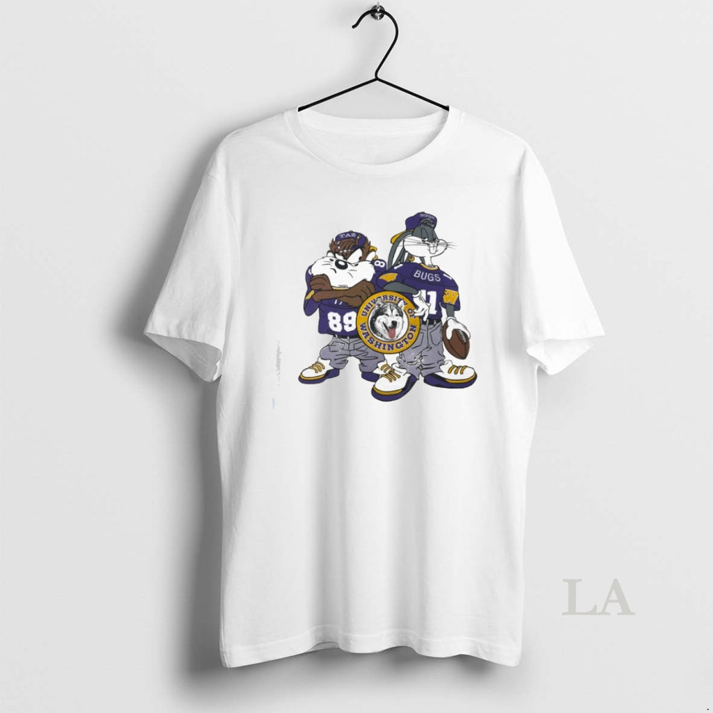 Original Taz And Bugs Bunny Wearing University Of Washington Huskies Football