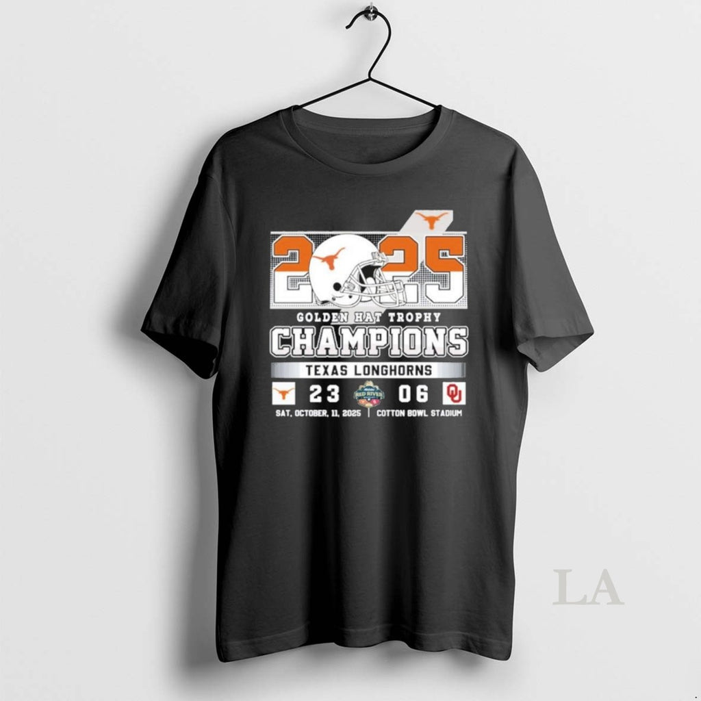 Original Texas Longhorns 2025 Golden Hat Trophy Champions Score