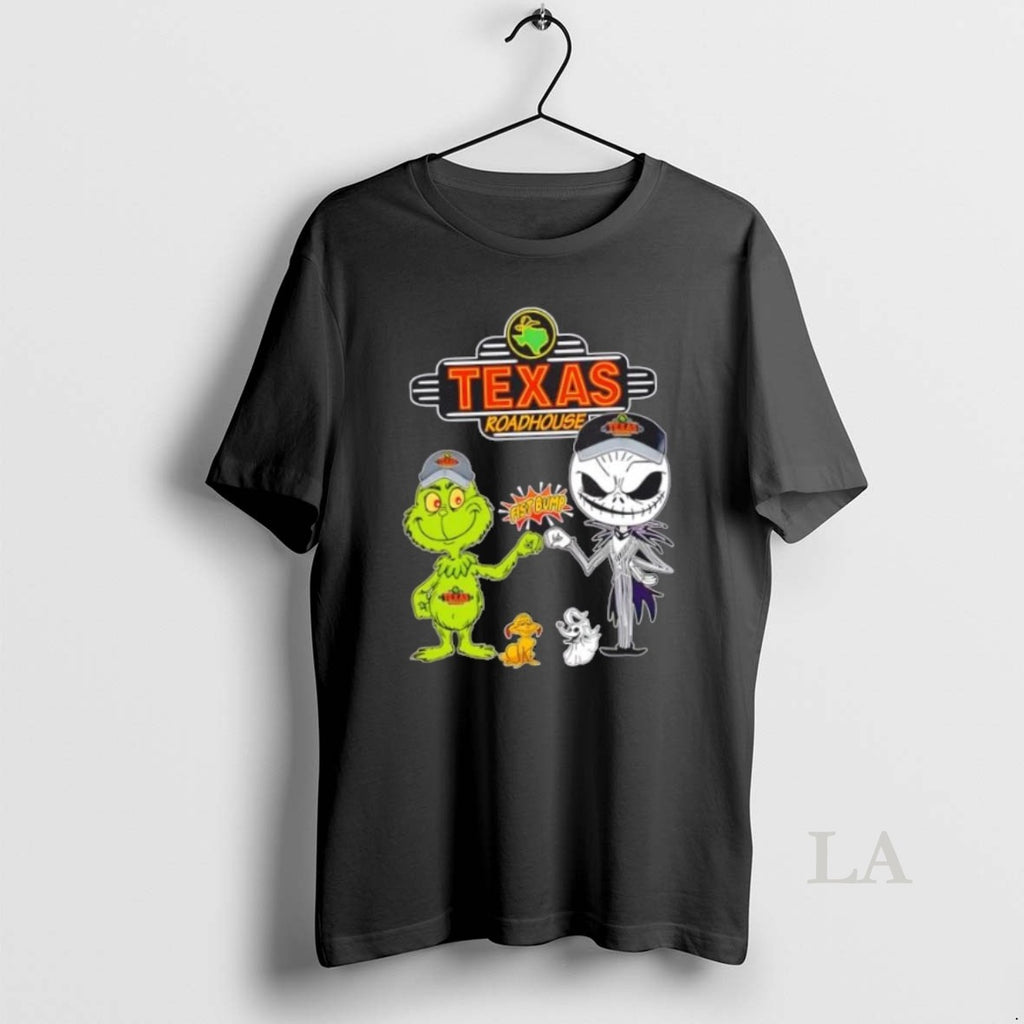 Original Texas Roadhouse X Grinch And Jack Skellington Fist Bump Uniwilling Friends
