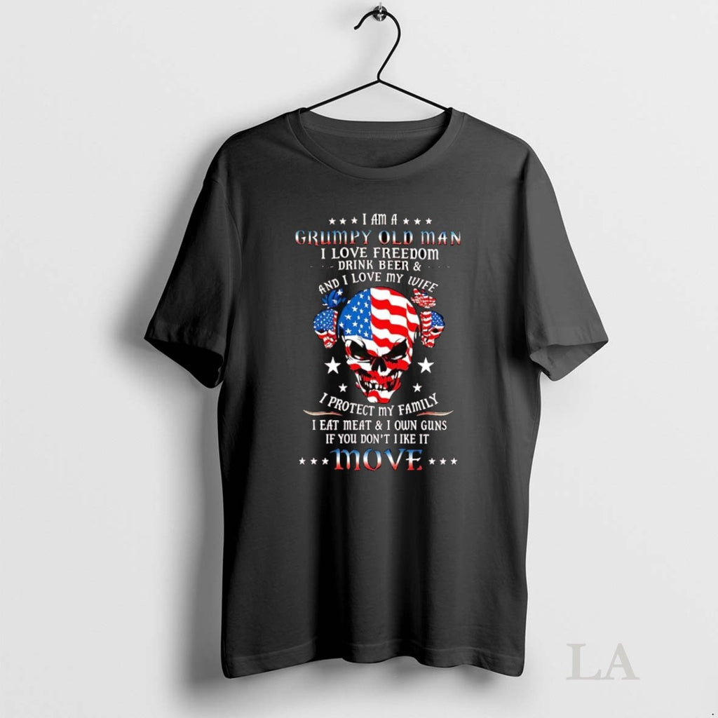 Original Veteran Skull Im A Grumpy Old Man I Love Freedom Move