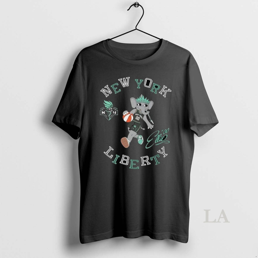 Original Wnba New York Liberty Stadium Essentials Black Mascot Numero Uno 2025 Long Sleve