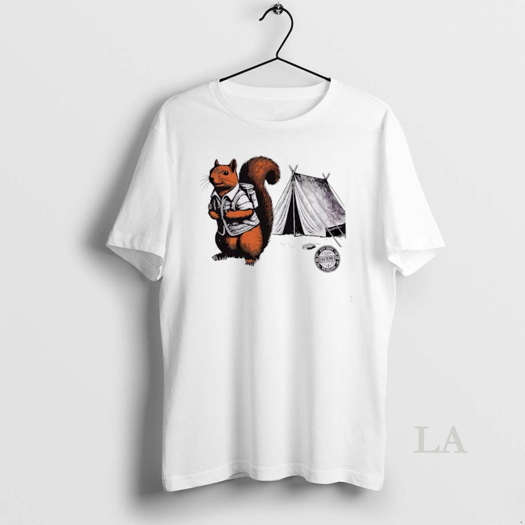 Original Whimsical Camping Squirrel Color Pop Adventure