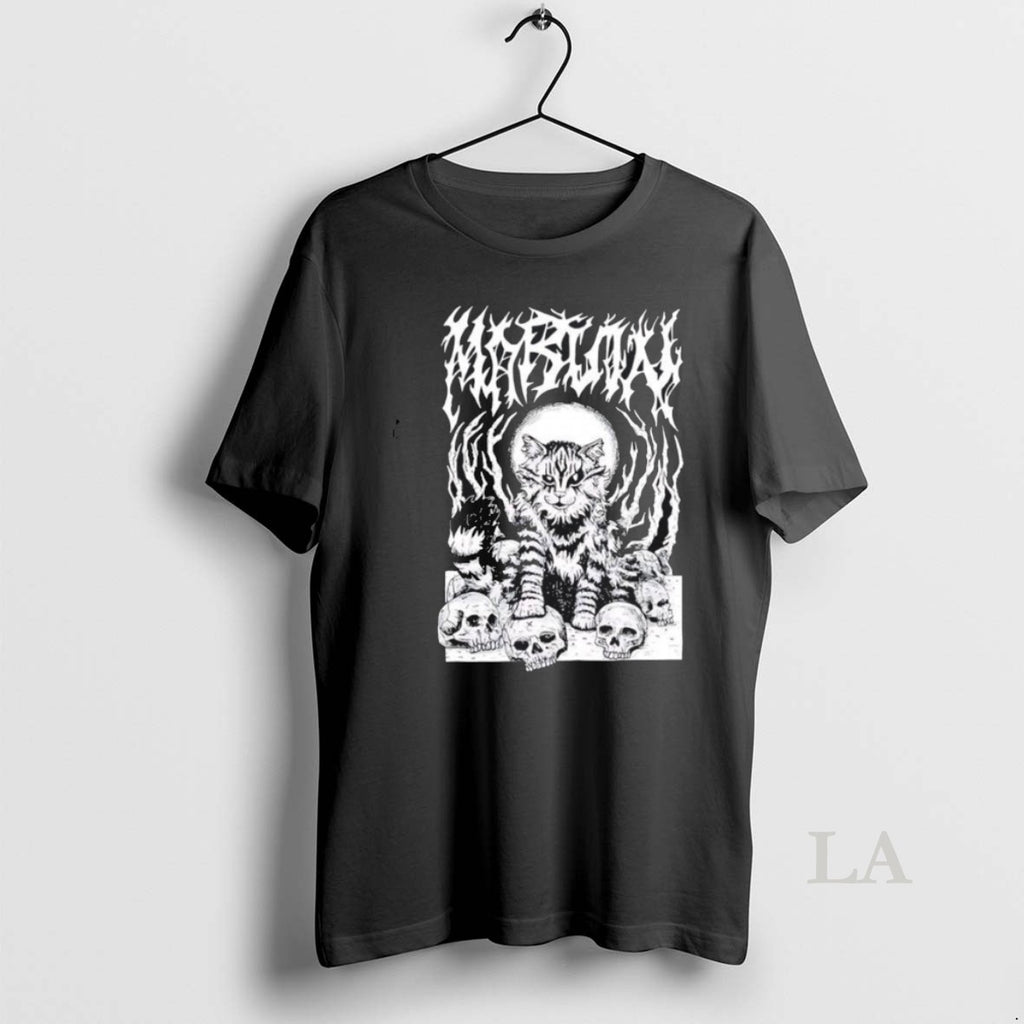 Original Metal Marf By Beefaroni Marvin Skull Cat Graphic T Shirt Tllkfj