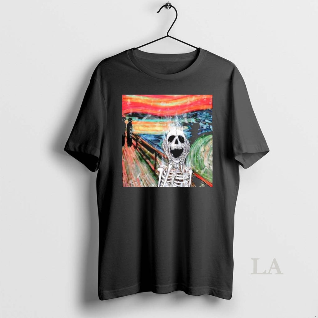 Original Skeleton The Scream Edvard Munchs Famous T Shirt Vgsz4f