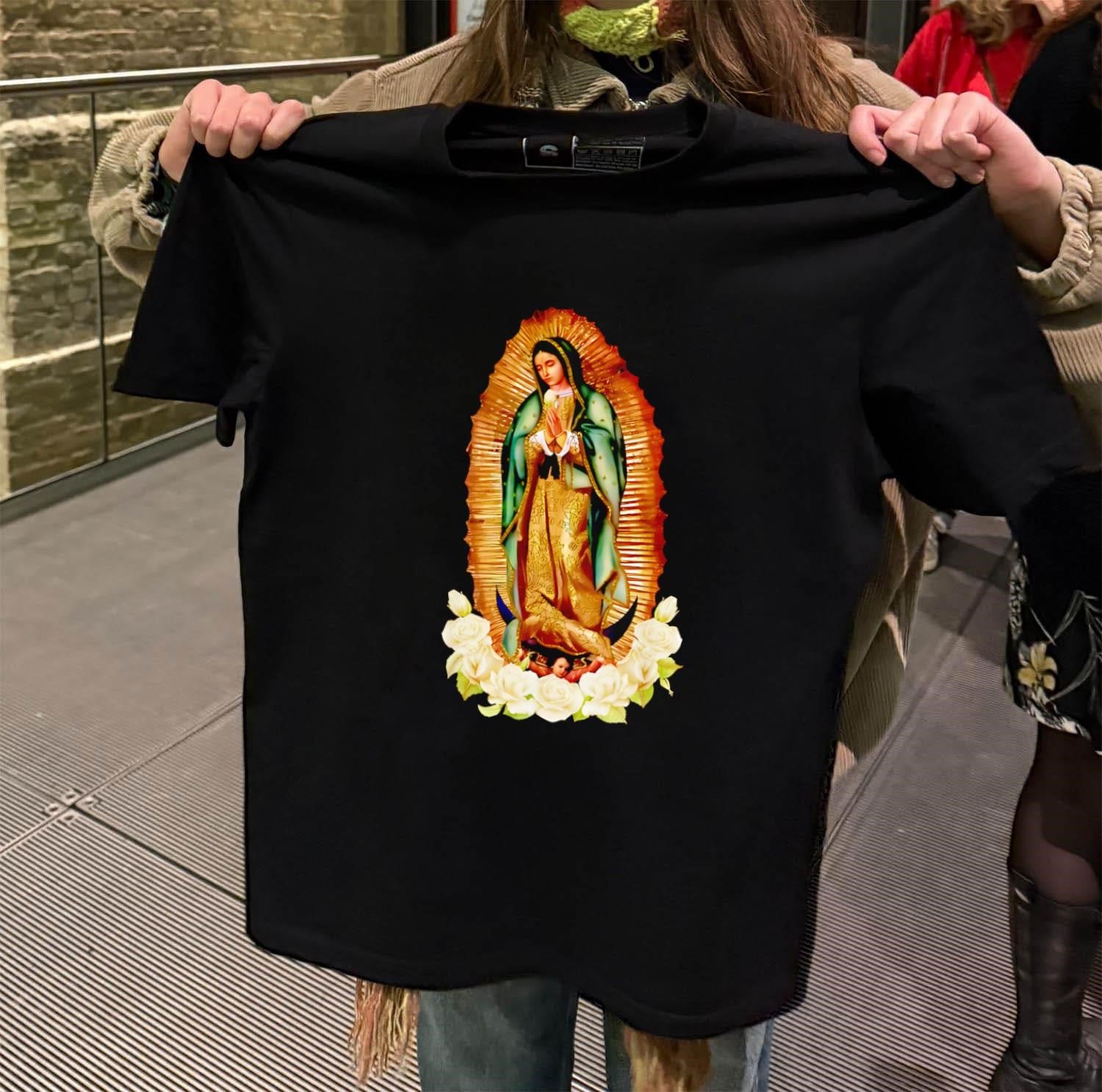 Our Lady of Guadalupe Virgin Mary Catholic Religious Floral Icon shirt