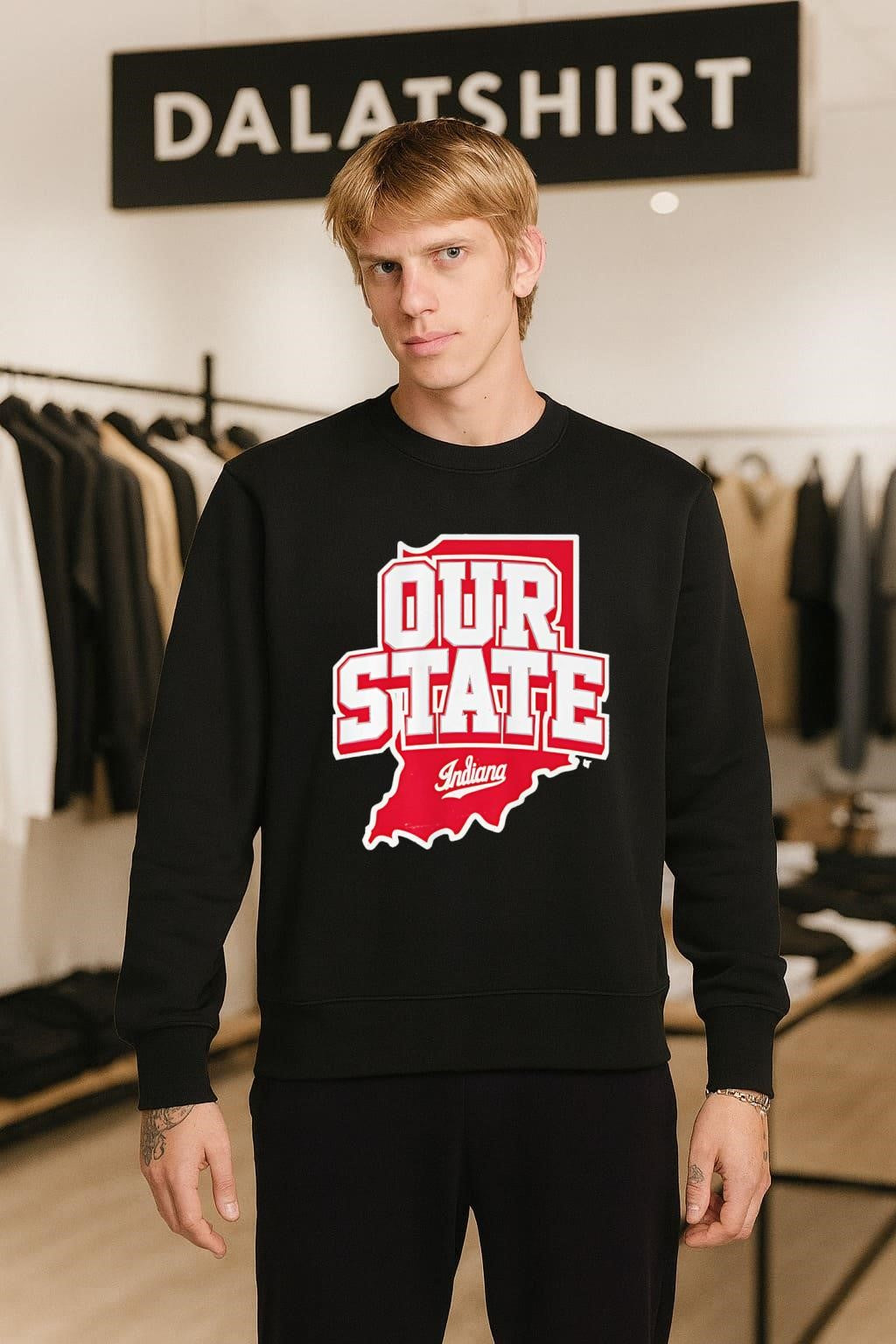Our State Indiana Red Map Graphic College Sports shirt