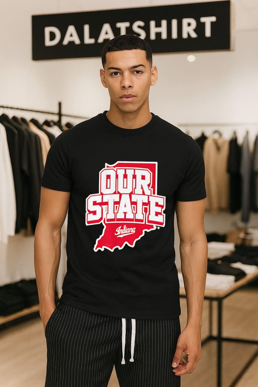Our State Indiana Red Map Graphic College Sports shirt