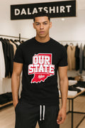 Our State Indiana Red Map Graphic College Sports shirt