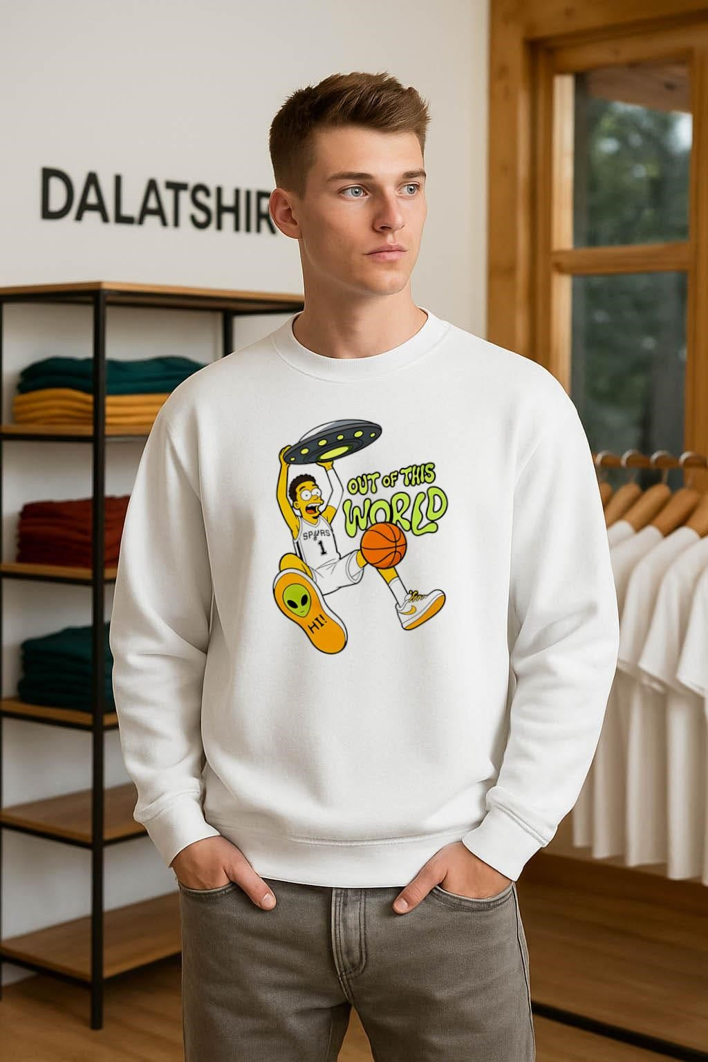 Out Of This World Spurs Basketball Alien UFO shirt