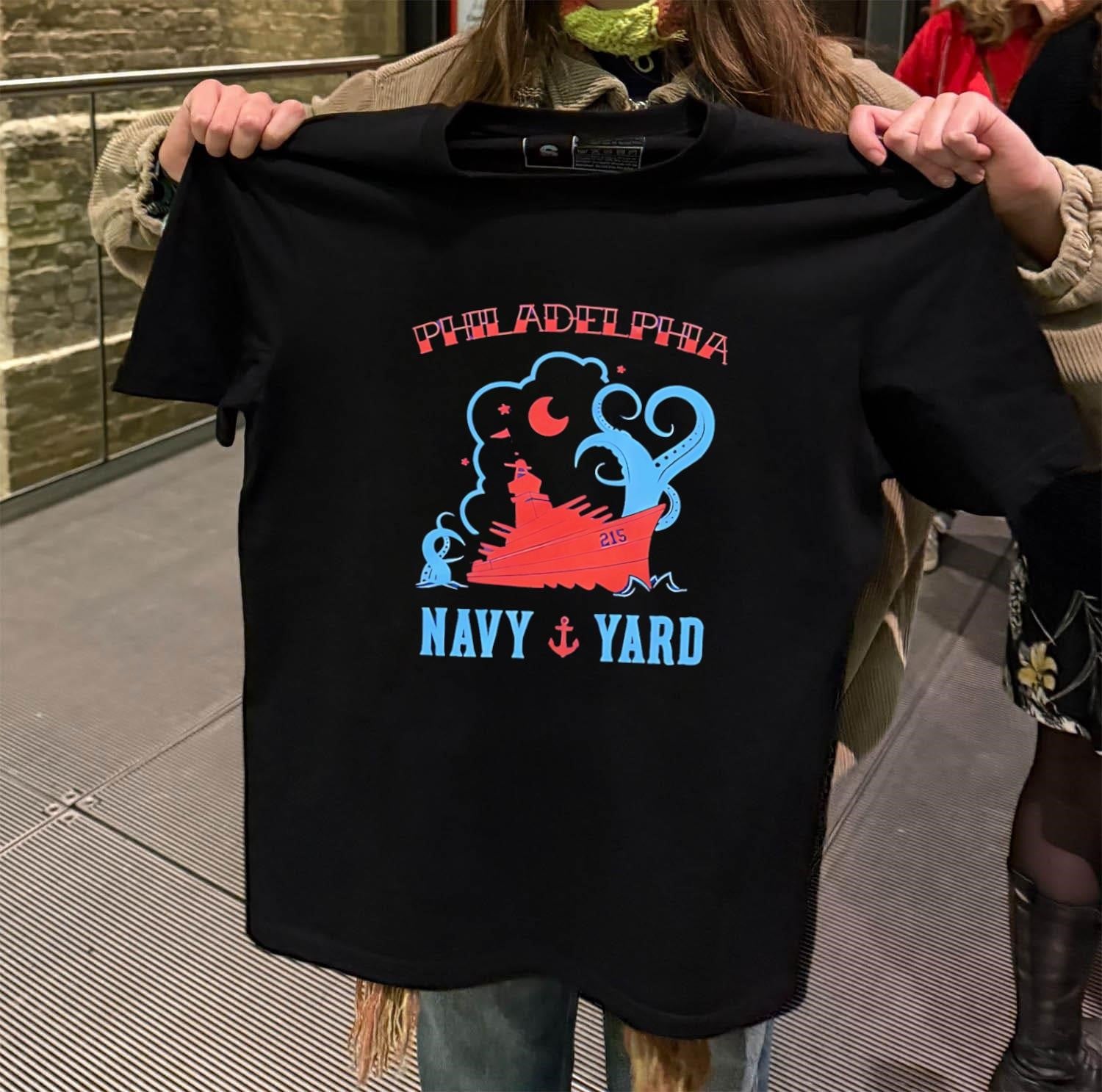 PHILADELPHIA NAVY YARD 215 Battleship and Kraken tentacles shirt