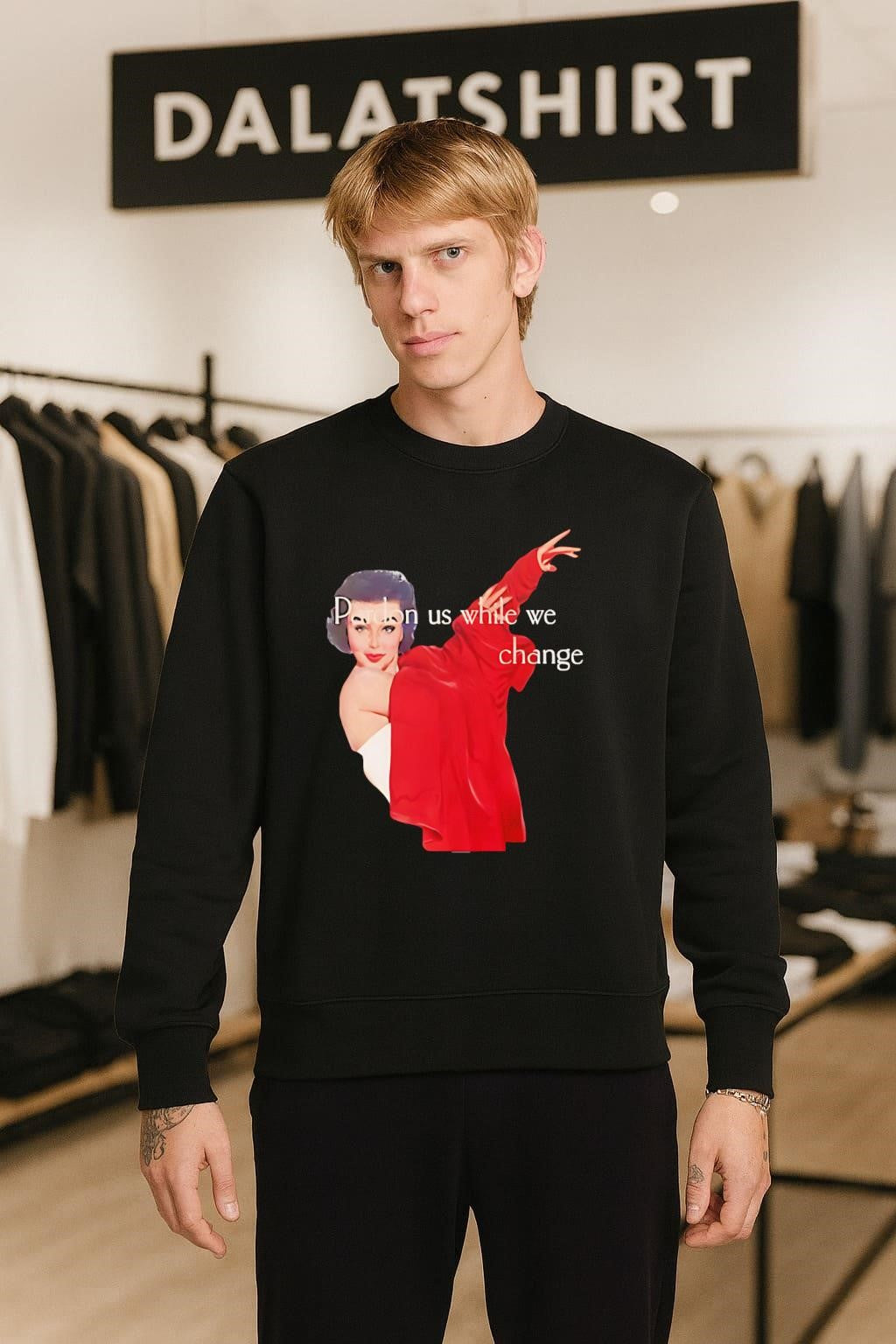 Pardon us while we change vintage woman red robe shirt
