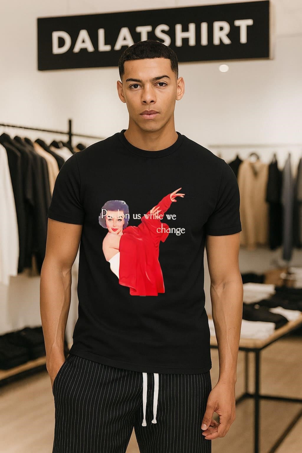 Pardon us while we change vintage woman red robe shirt