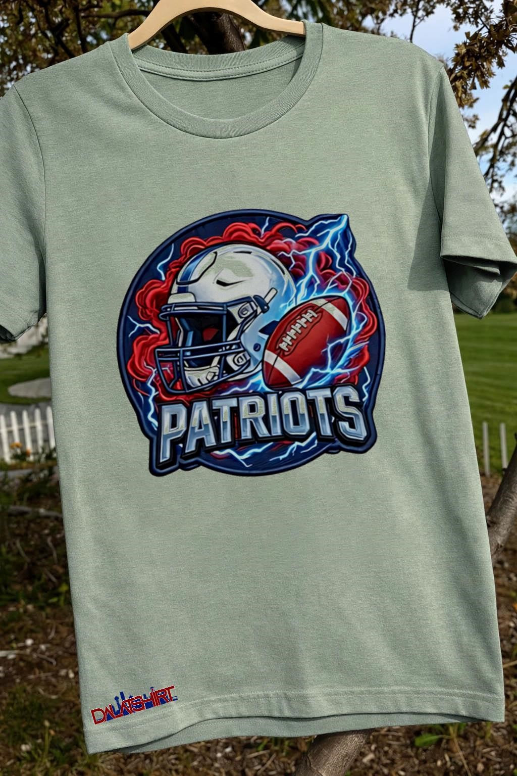 Patriots Football Helmet Lightning Bolt Red Smoke Badge shirt