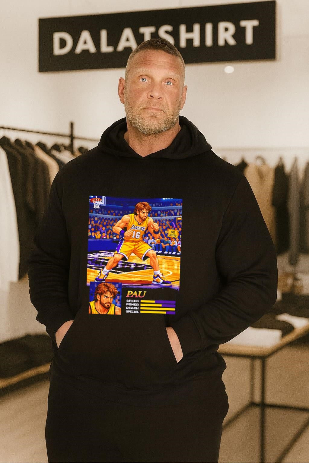 Pau Gasol 16 Los Angeles Lakers pixel art fighting game shirt