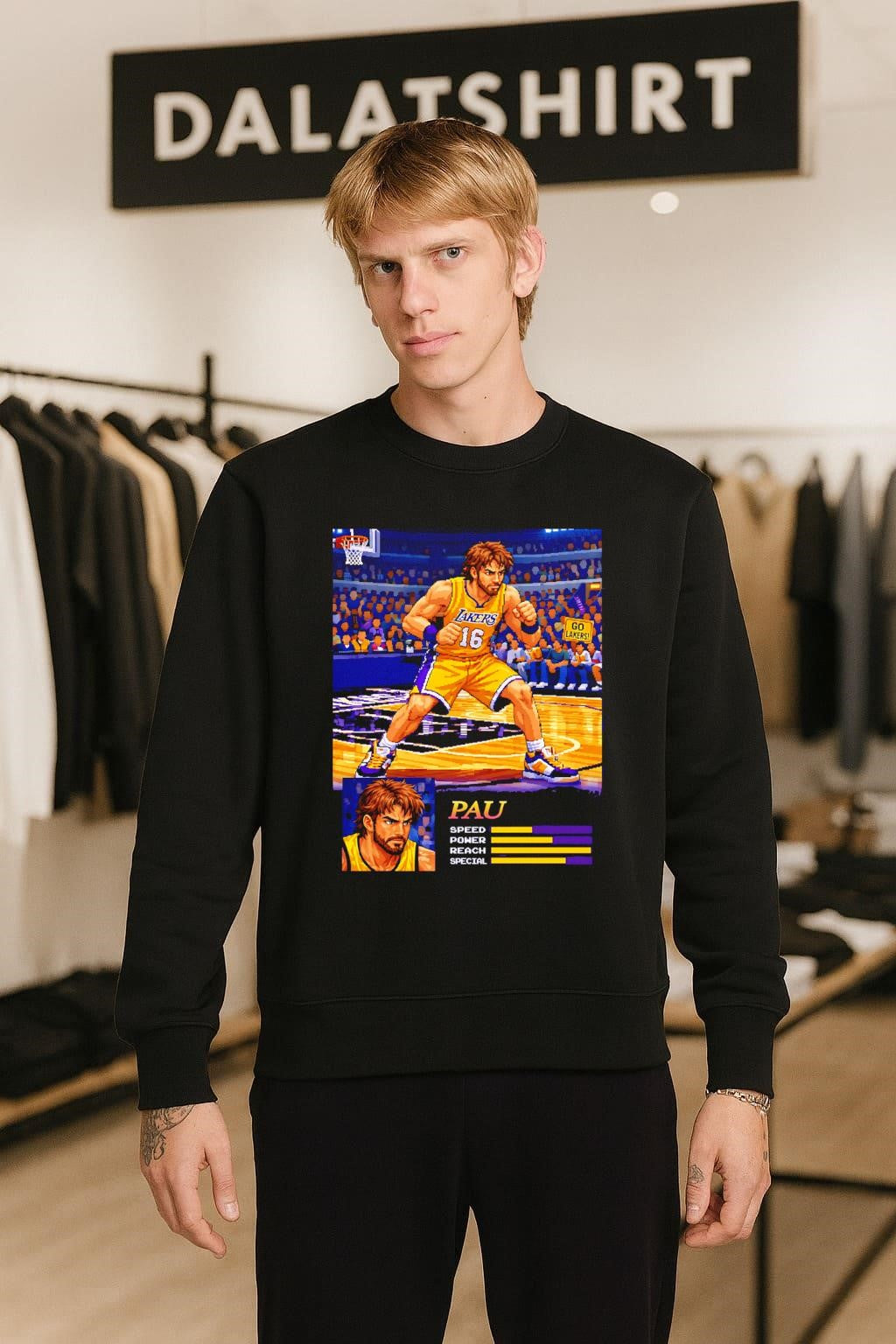 Pau Gasol 16 Los Angeles Lakers pixel art fighting game shirt