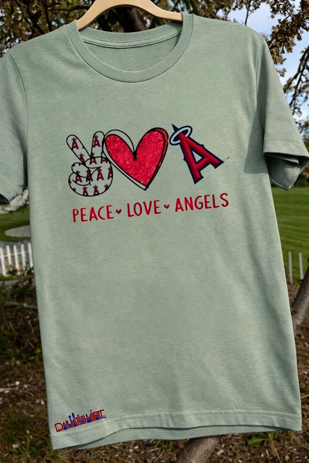 Peace Love Angels Los Angeles Red Heart Baseball shirt