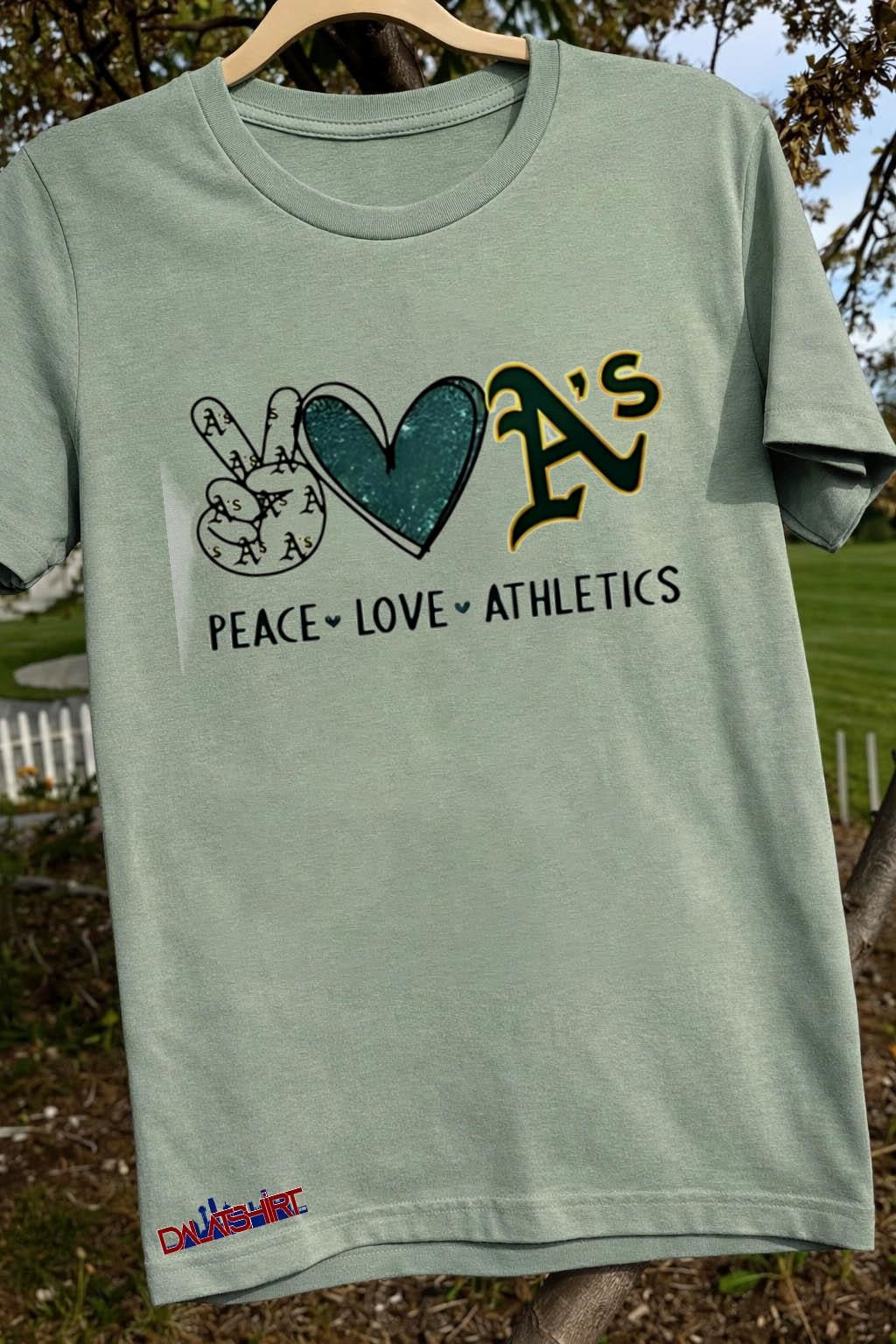Peace Love Athletics Oakland Baseball Fan Graphic shirt