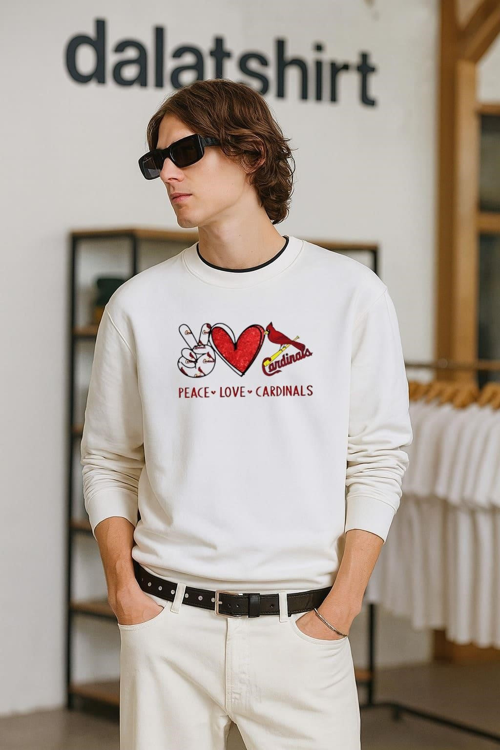 Peace Love Cardinals St. Louis Baseball Fan Graphic shirt