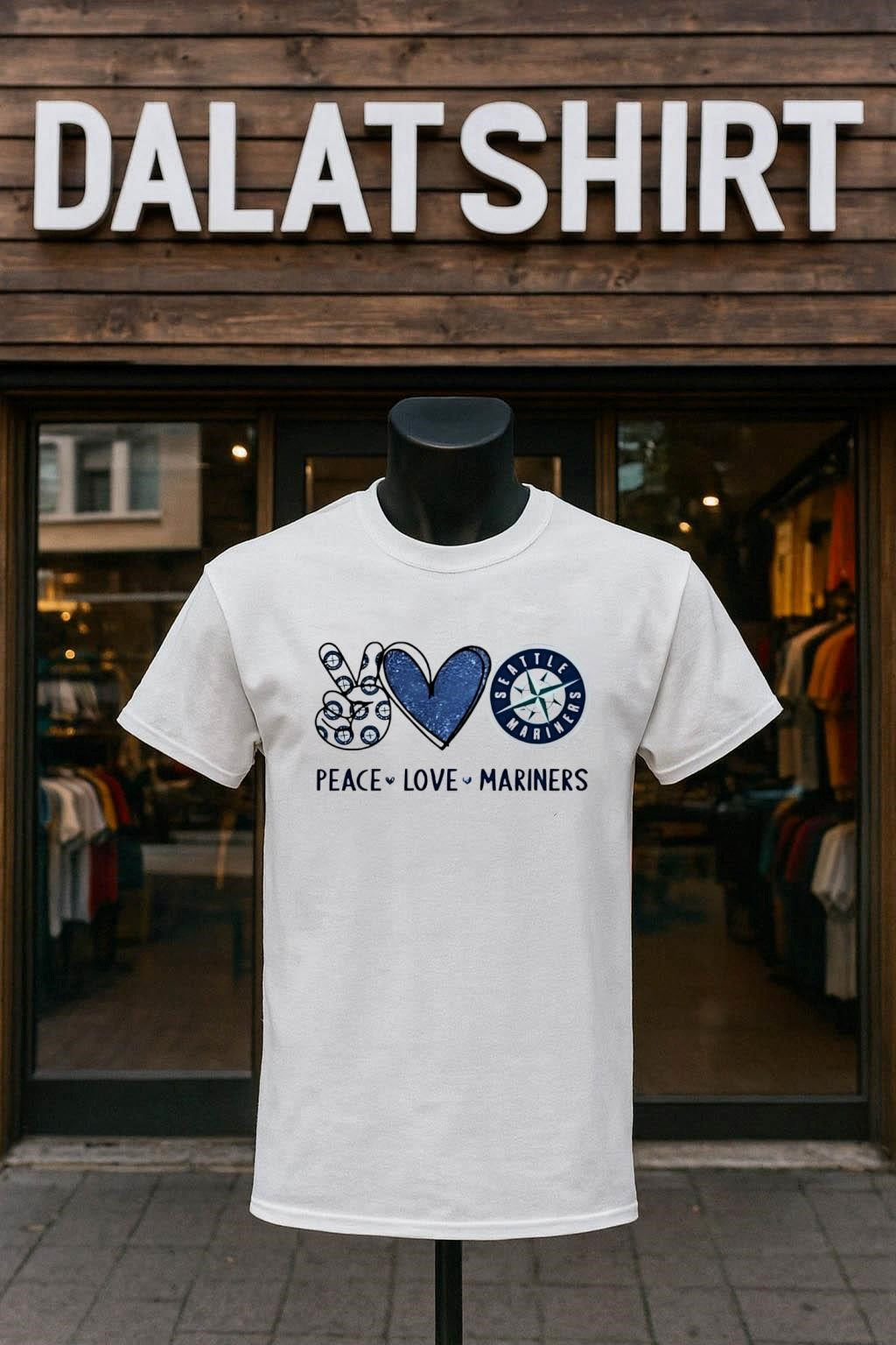 Peace Love Mariners Seattle Baseball Hand Heart Graphics shirt