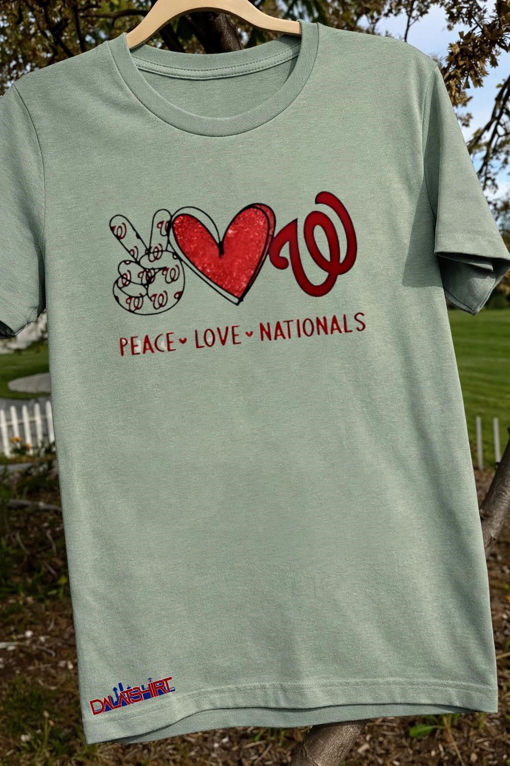 Peace Love Nationals Washington Red Heart Curly W shirt