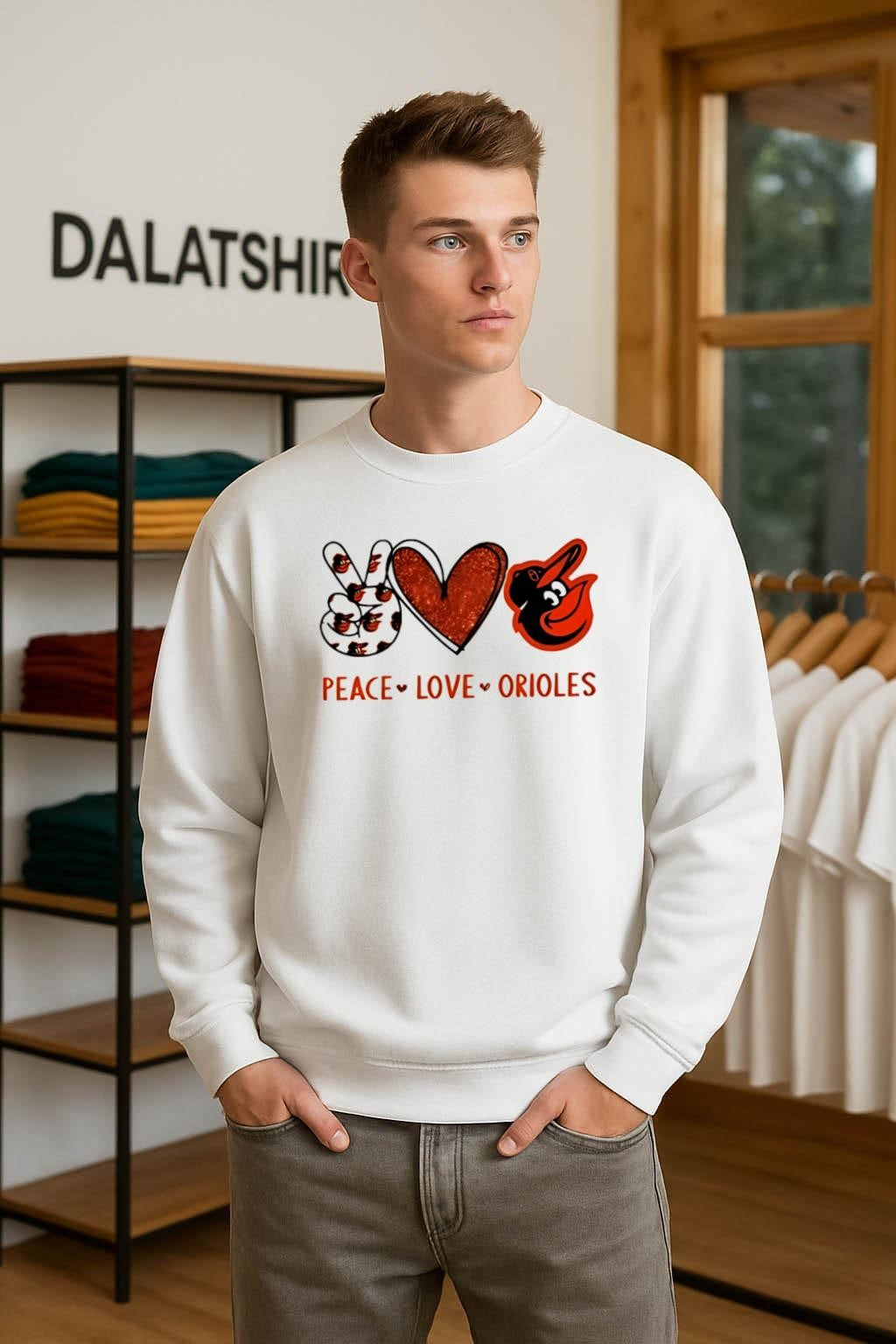 Peace Love Orioles Baltimore Baseball Fan Graphic shirt
