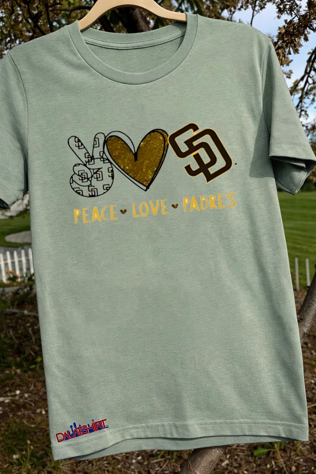 Peace Love Padres San Diego Baseball Hand Heart Graphics shirt