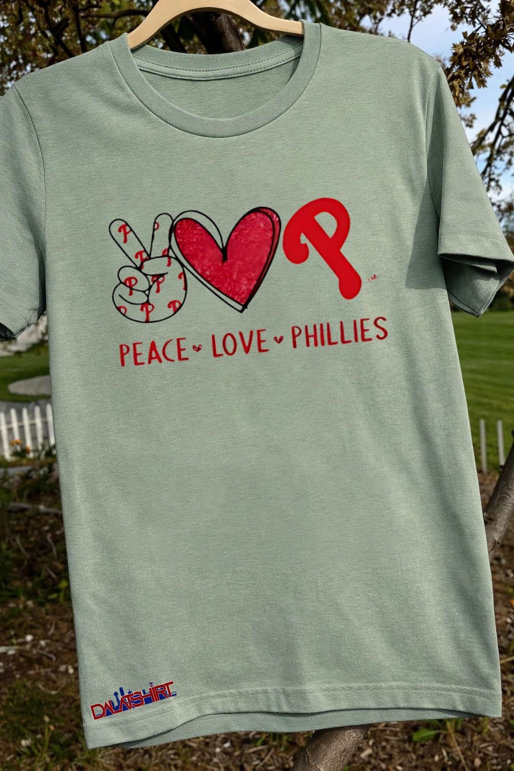 Peace Love Phillies Philadelphia Baseball Hand Heart Graphics shirt