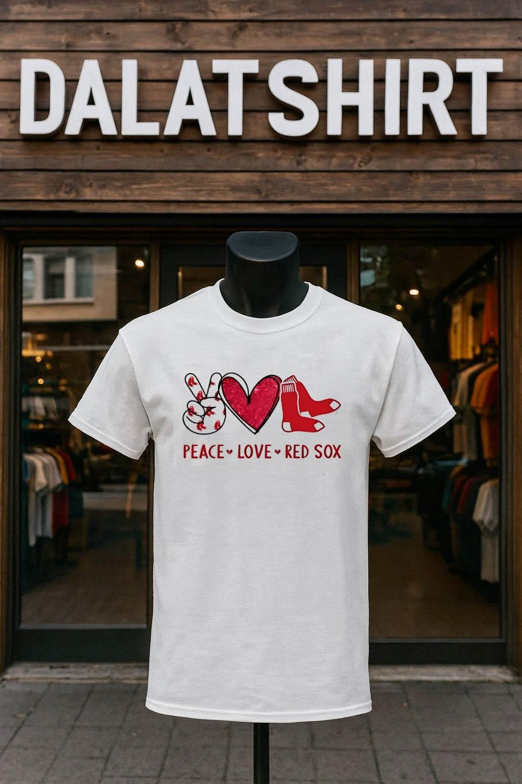 Peace Love Red Sox Boston Baseball Fan Graphic shirt