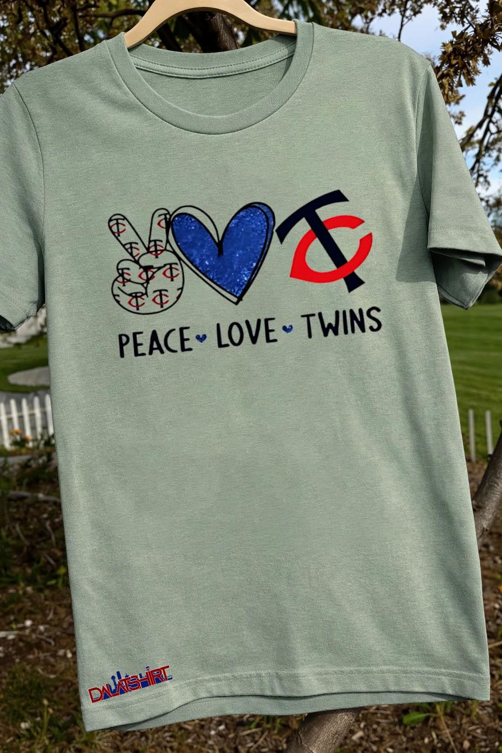 Peace Love Twins Minnesota Baseball Hand Heart Graphics shirt