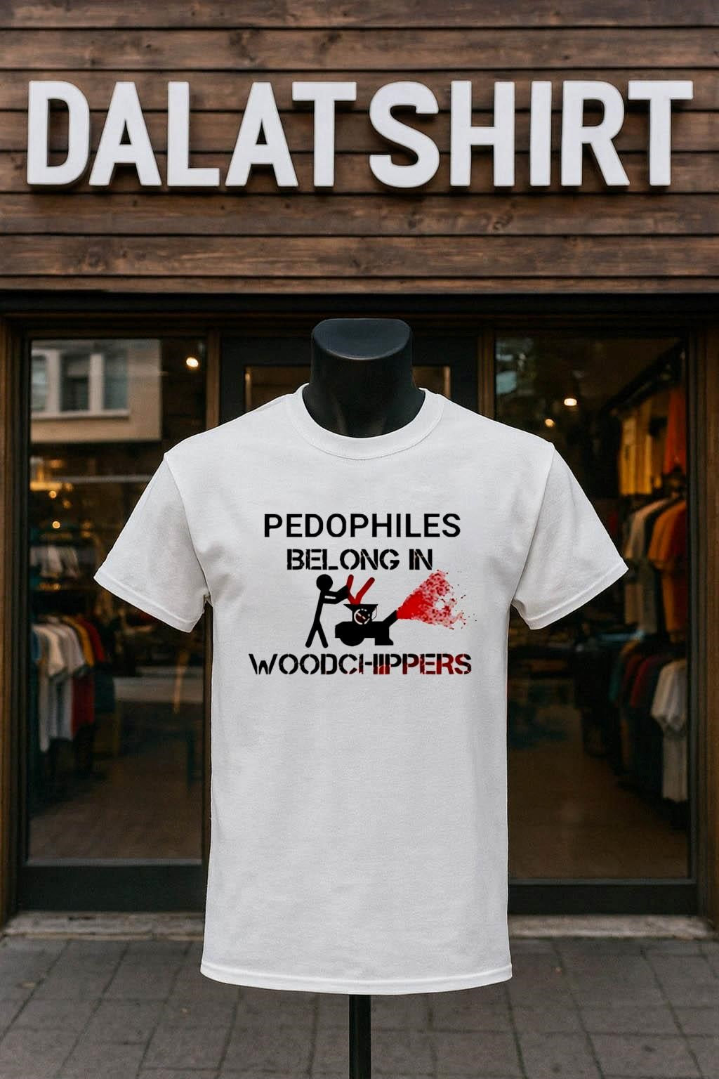 Pedophiles Belong In Woodchippers Stick Figure Graphic shirt
