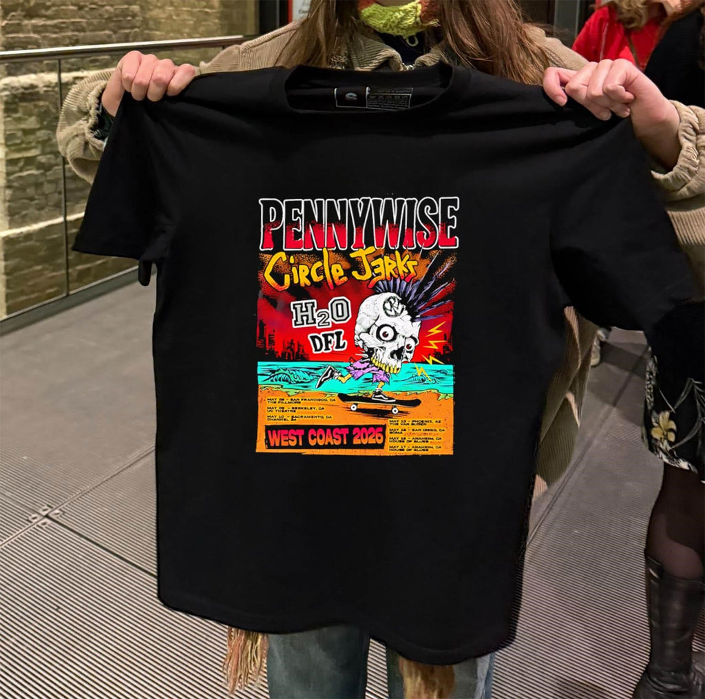 Pennywise Circle Jerks H2o Dfl West Coast 2026 Tour Skate Skull shirt
