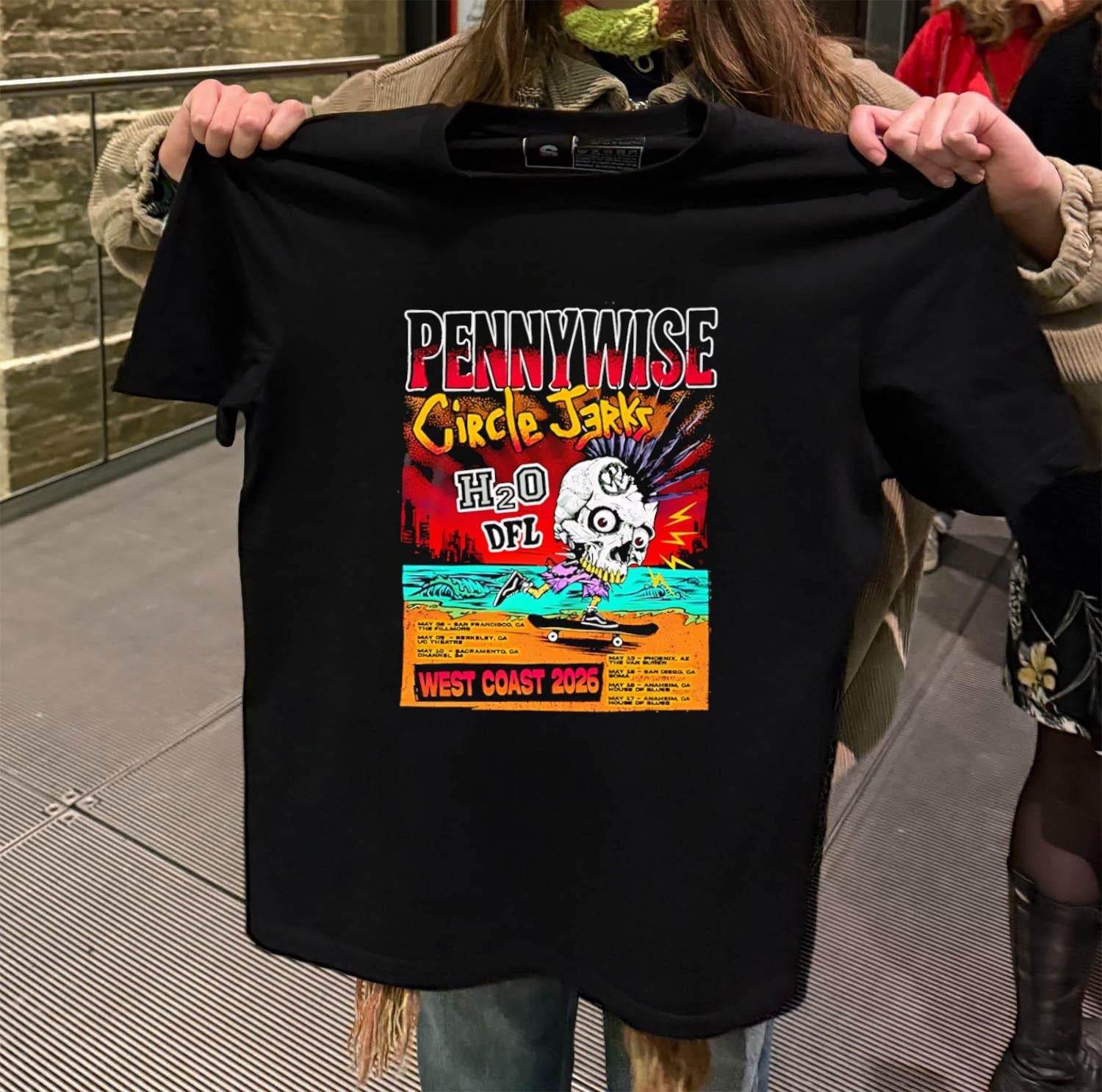 Pennywise Circle Jerks H2o Dfl West Coast 2026 Tour Skate Skull shirt