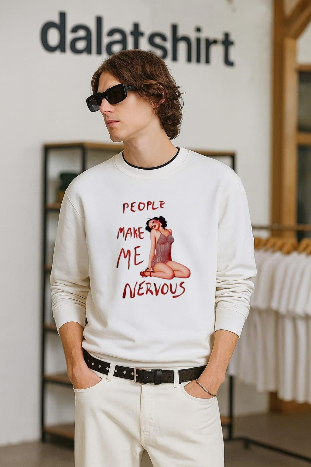 People Make Me Nervous Vintage Pinup Girl shirt