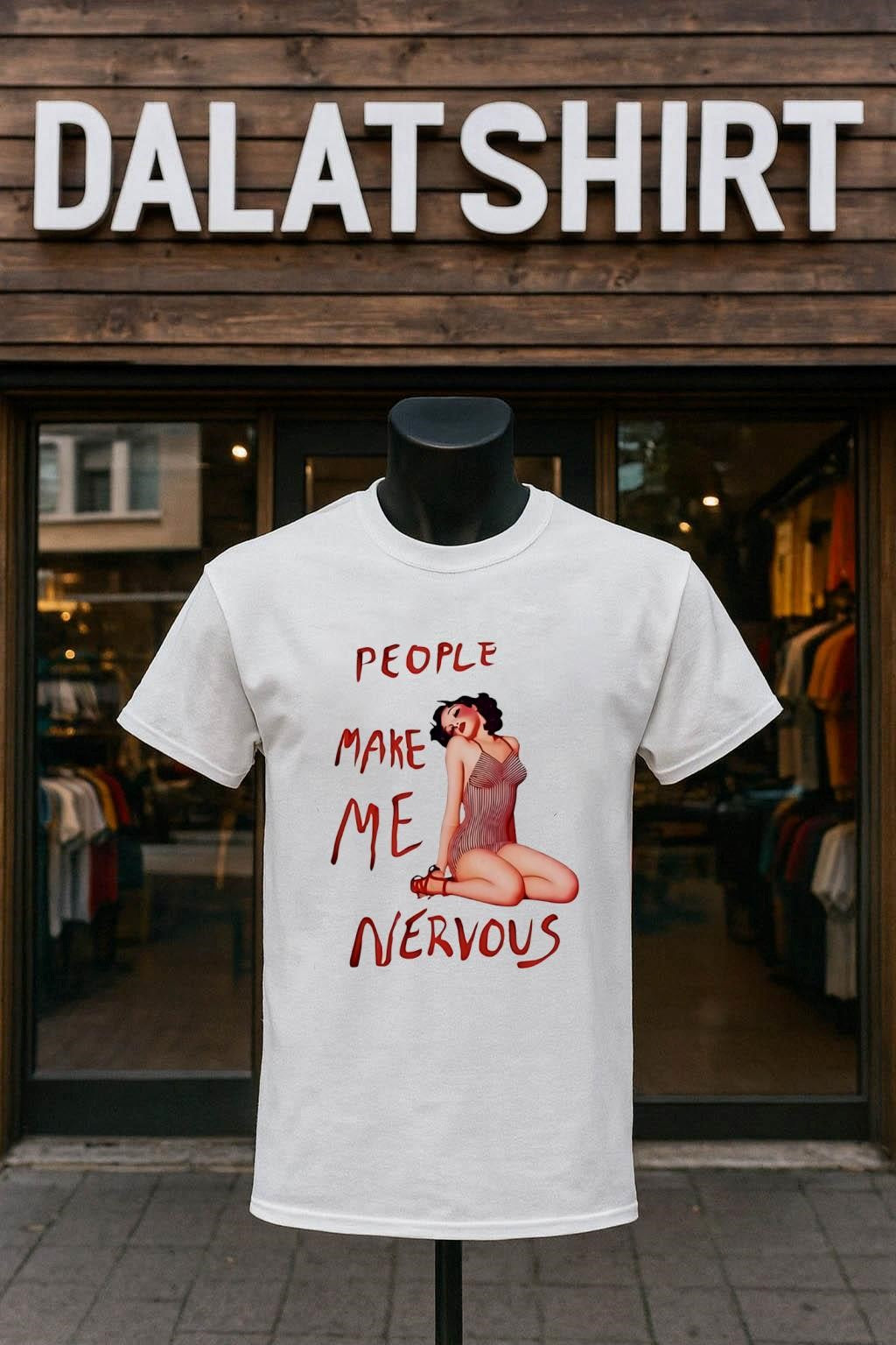 People Make Me Nervous Vintage Pinup Girl shirt