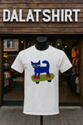 Pete the Cat on Skateboard wearing Red Shoes shirt