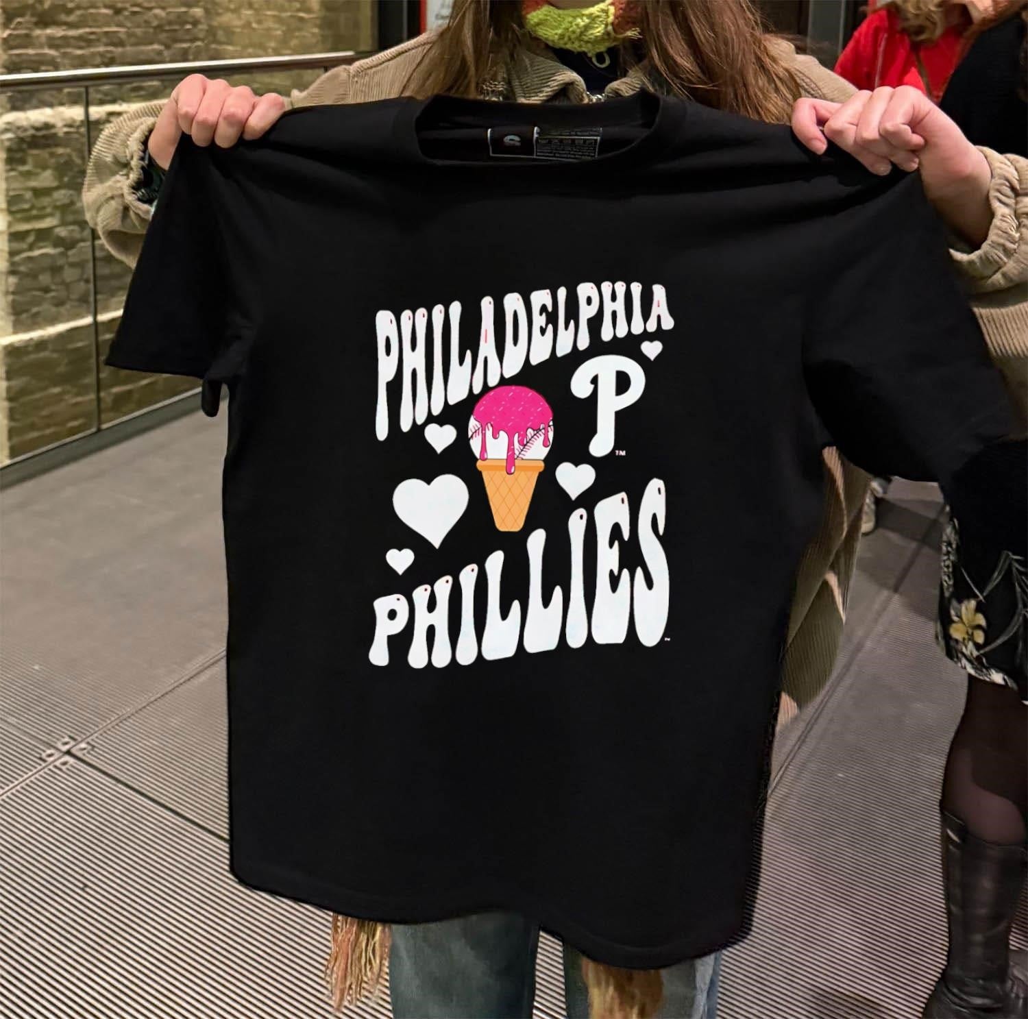 Philadelphia Phillies Baseball Ice Cream Cone Hearts shirt