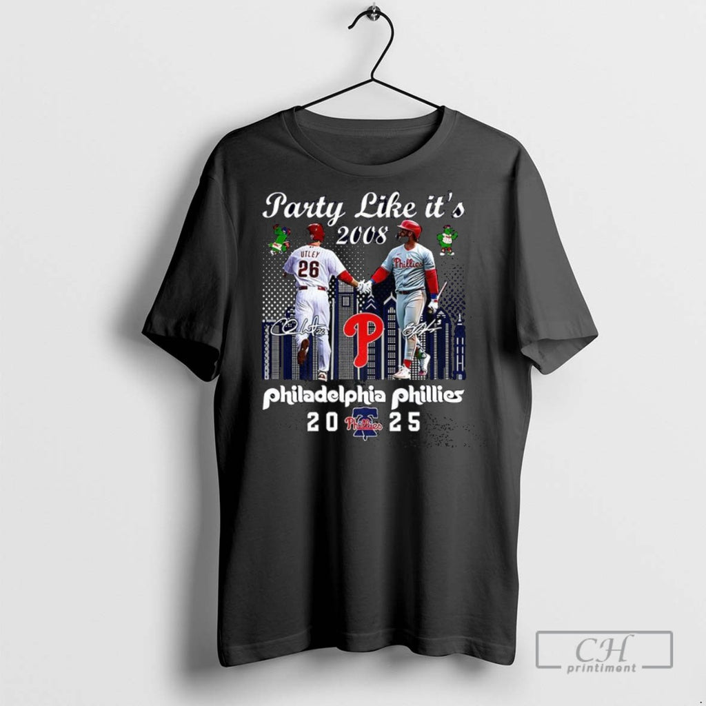 Philadelphia Phillies Party Like Its 2025 City Skyline Signature T Shirts