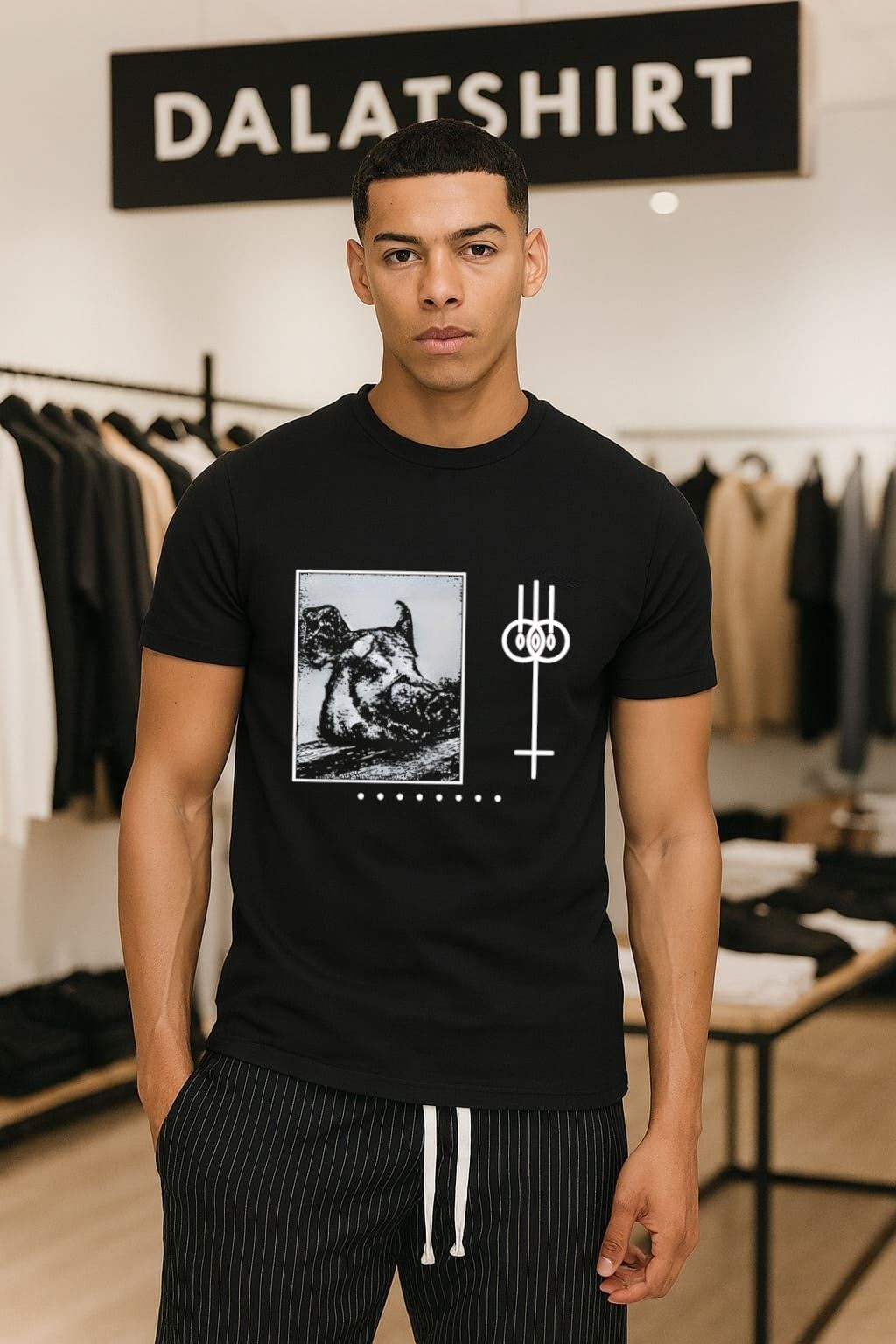 Pig Head Portrait with Geometric Abstract Symbol Graphic shirt