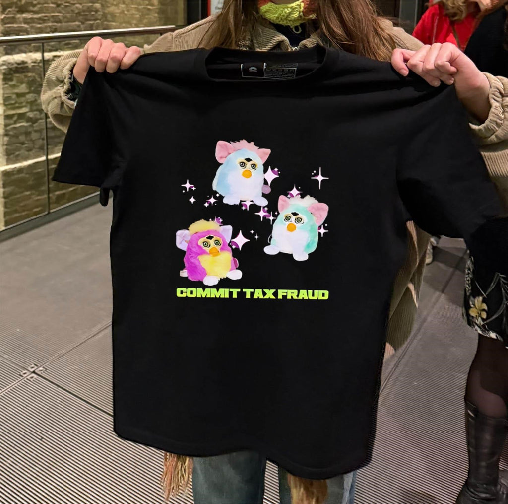 Pink And Blue Furbies Sparkles Commit Tax Fraud shirt