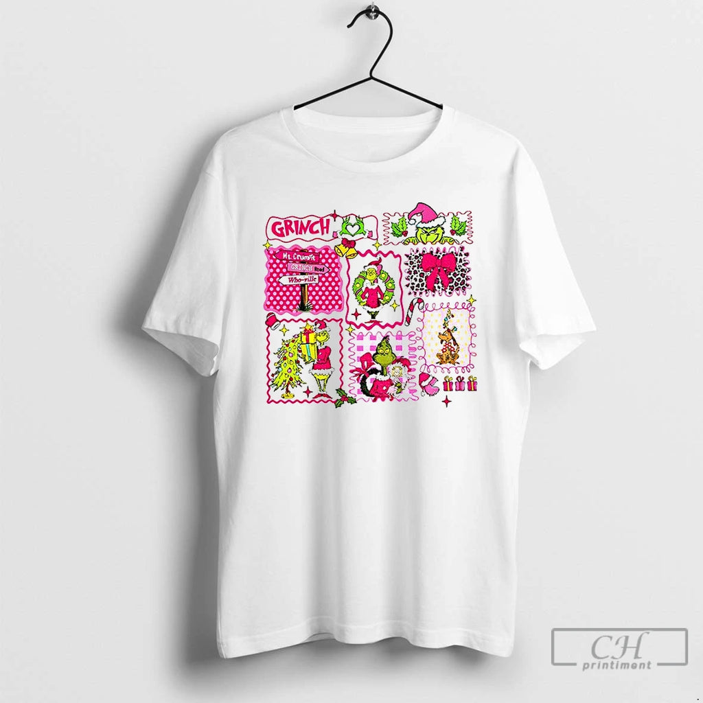 Pink Grichmas Christmas Leopard Green T Shirts