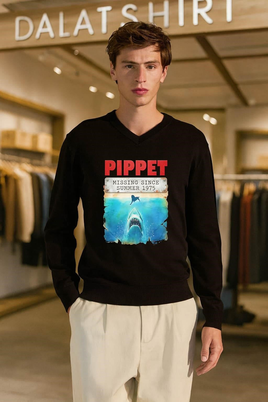Pippet Missing Since Summer 1975 Shark shirt