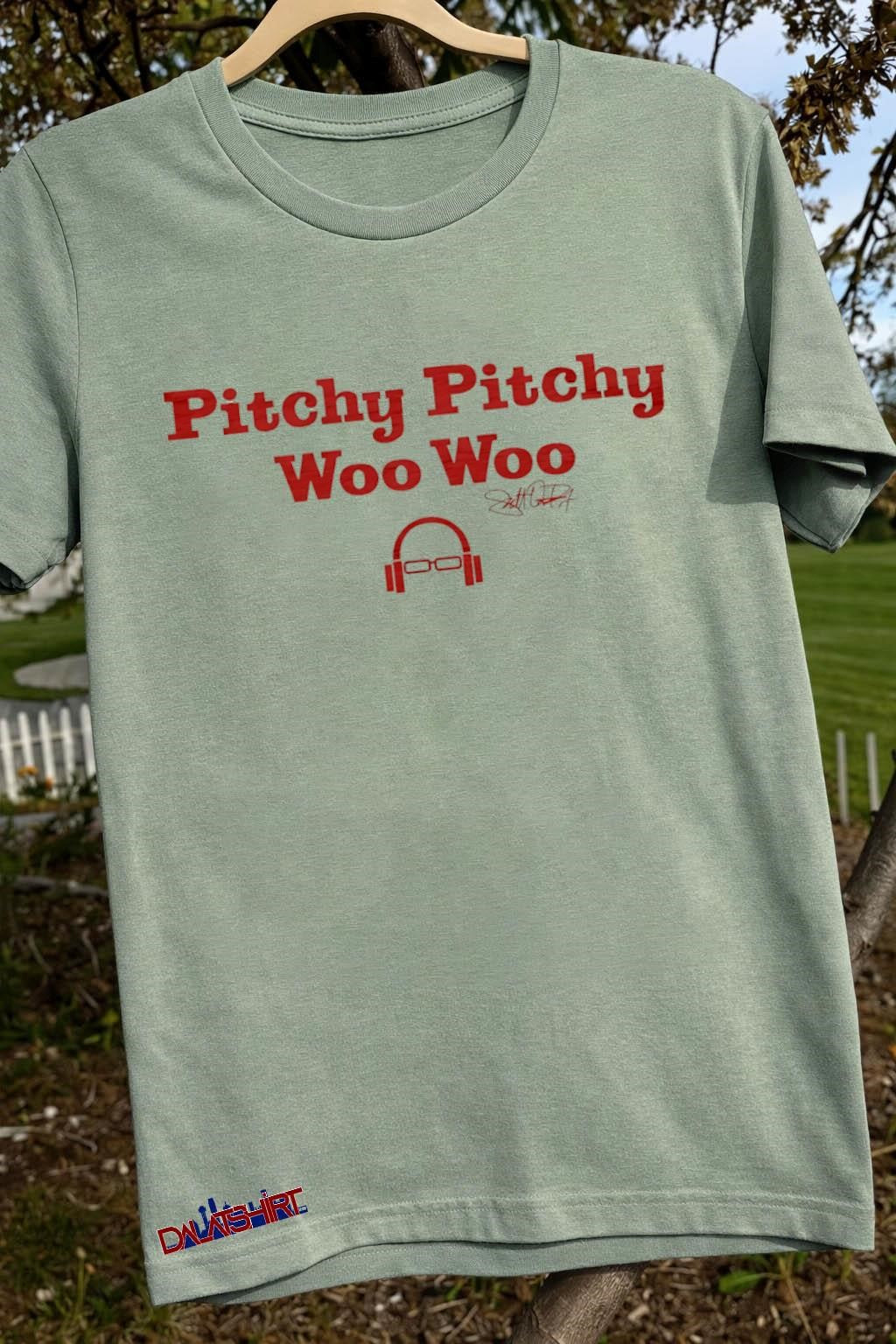 Pitchy Pitchy Woo Woo Headphones Signature Red Typography Music shirt