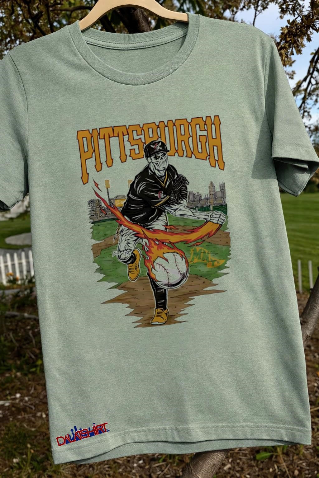 Pittsburgh Pirates Skeleton Pitcher Flaming Baseball shirt